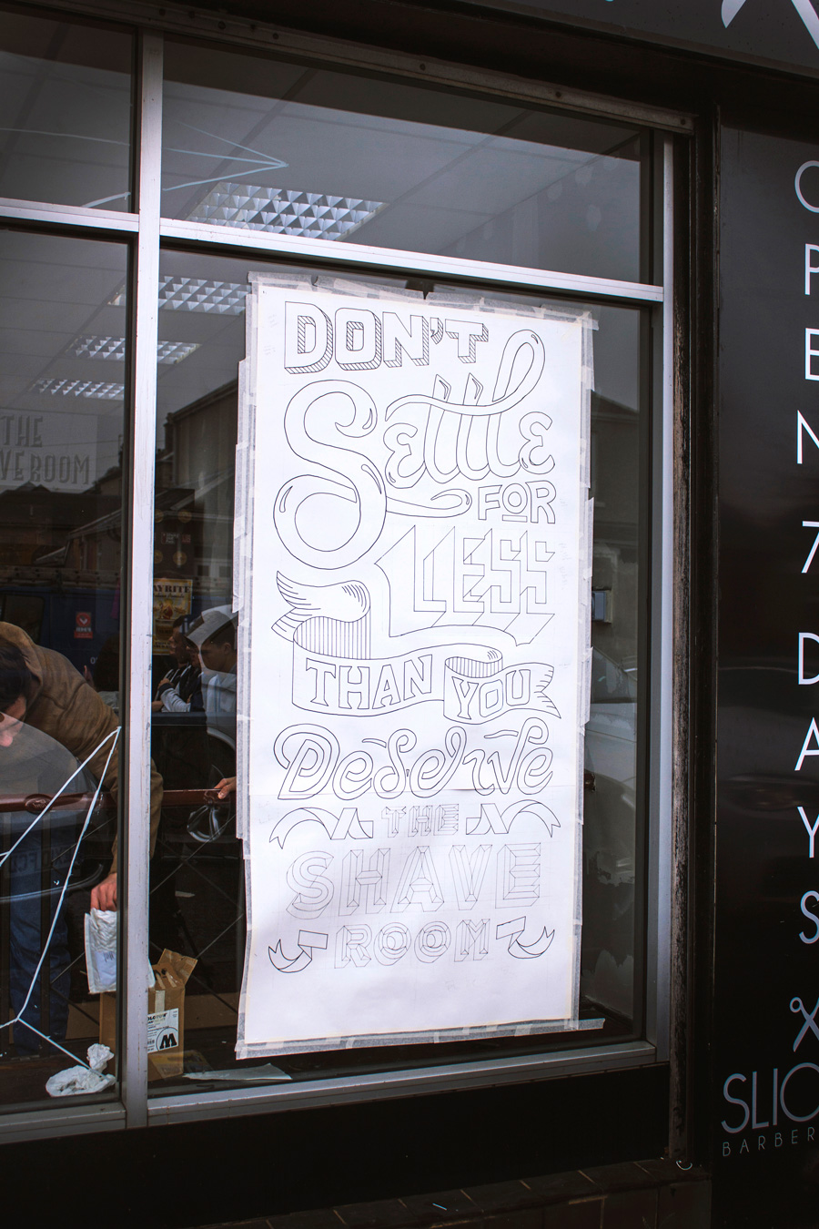 Slick's Barbershop Window lettering