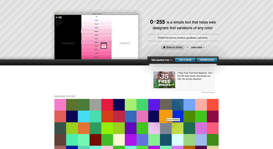 0to255 nuances de couleurs web